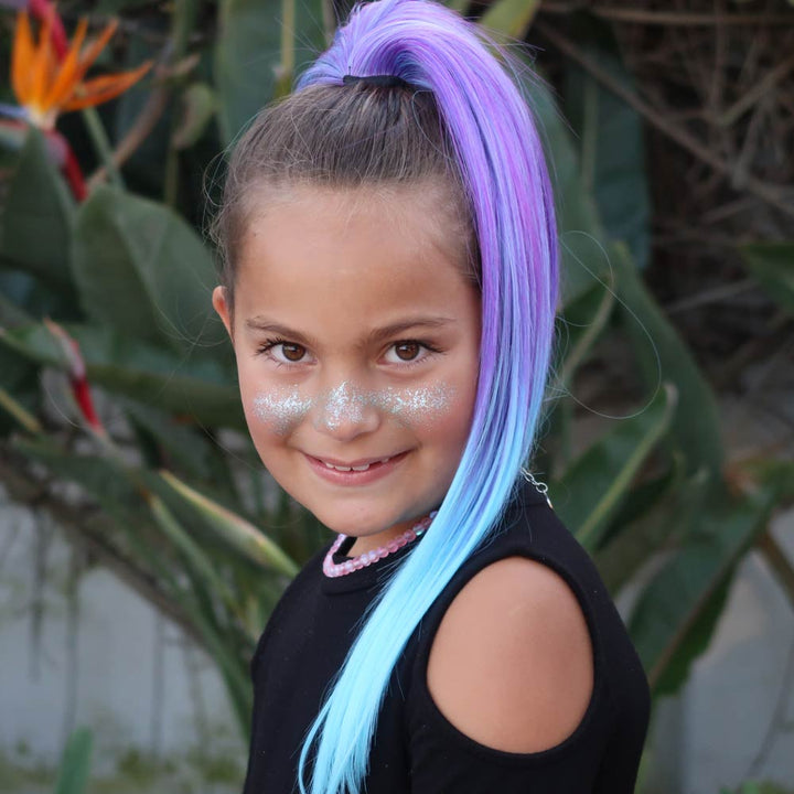 Jellybean Purple to Aqua Straight Ponytail Hair Extensions