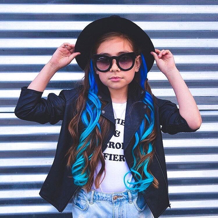 Neptune Teal Blue/Aqua Curly Ombre Halo Hair Extension