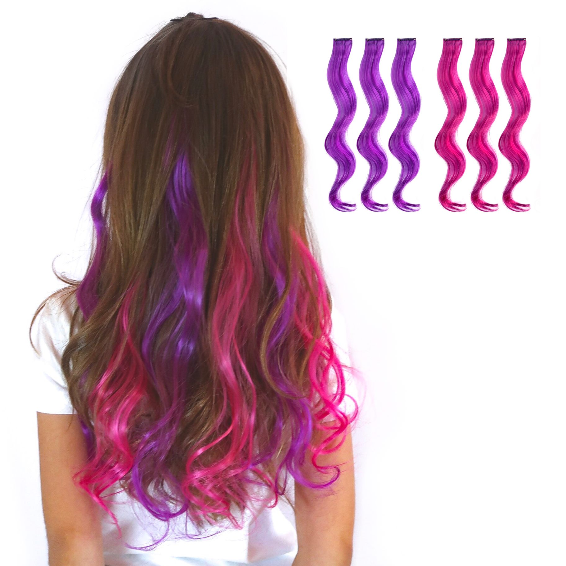 Tutti Fruity Hot Pink and Bright Purple Pack Magic Curls Clip-in