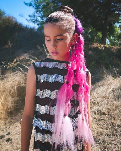Clip-in boho braid hair extensions for kids and teens