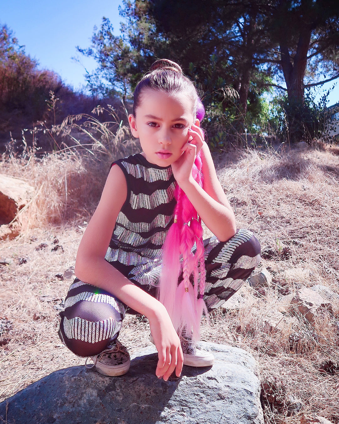 Set of pink and purple braids that clip-in to your hair