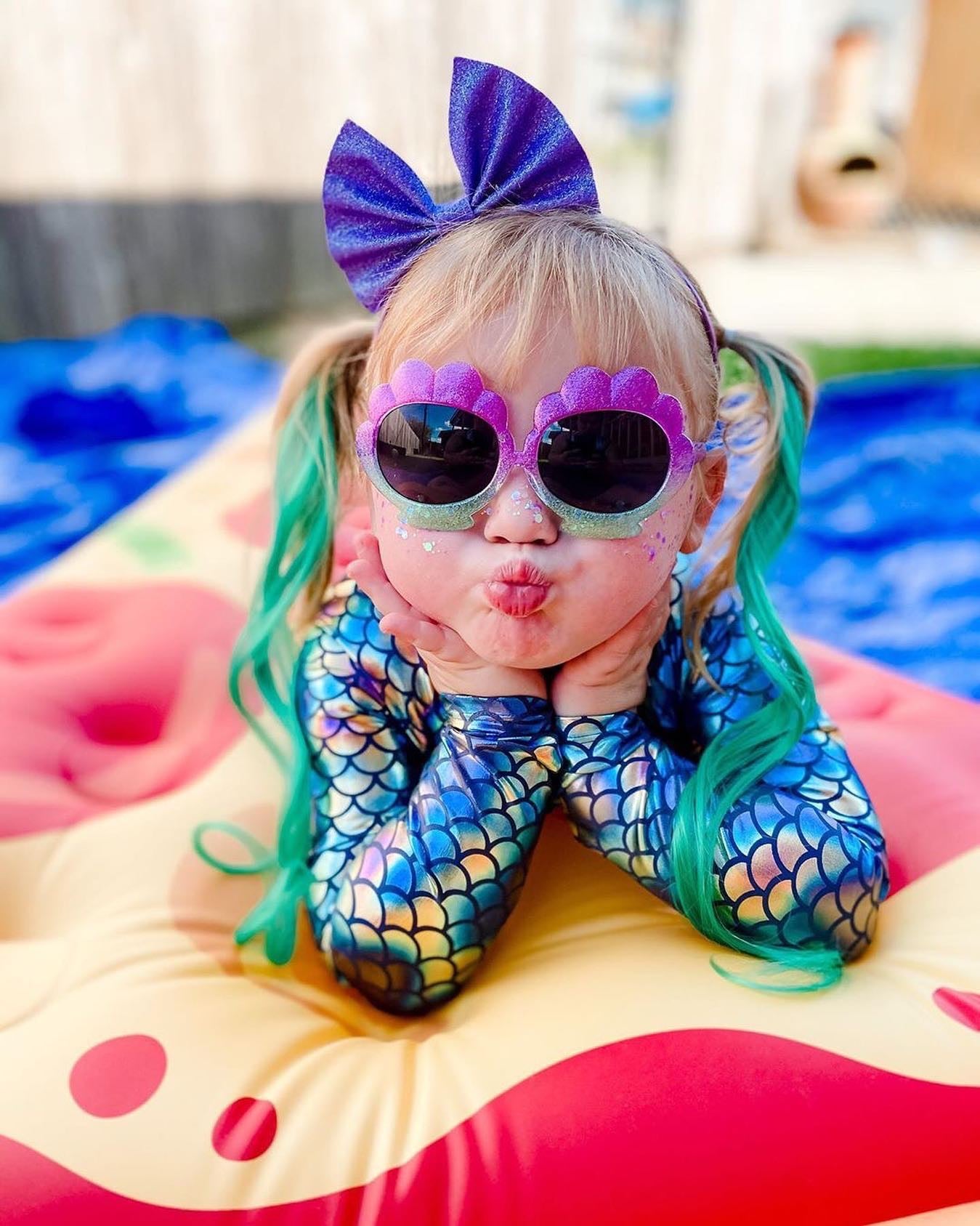 ヘアークリップ　summer Blue No.422 Neptune Blue/Teal Green Curls 6 Pack Clip-in Hair Extensions