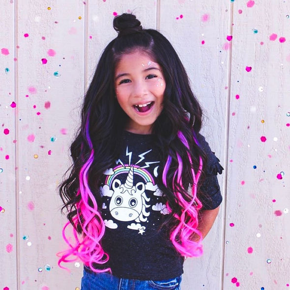 Tutti Fruity Purple/Pink Curly Ombre Halo Hair Extension