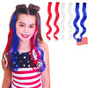 USA Patriotic Pack Red, White and Blue curly clip-in synthetic hair extensions