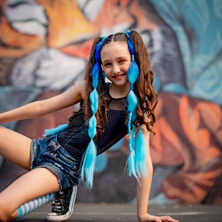 Neptune royal electric blue to aqua sky blue boho braids clips hair extensions 