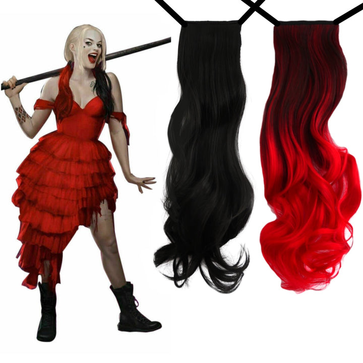 Harley Quinn II Red and Black 2-Pack Bundle Ponytail Extensions