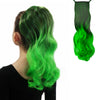 Green and black hair extension for ponytails extended