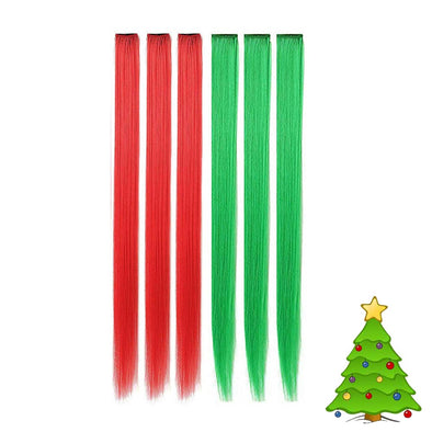 Holiday Red/Green 6 Pack Clip-in Hair Extensions