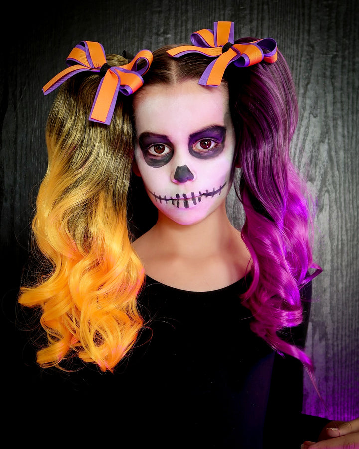 Skeletina Purple/Orange 2-Pack Bundle Ponytail Hair Extensions