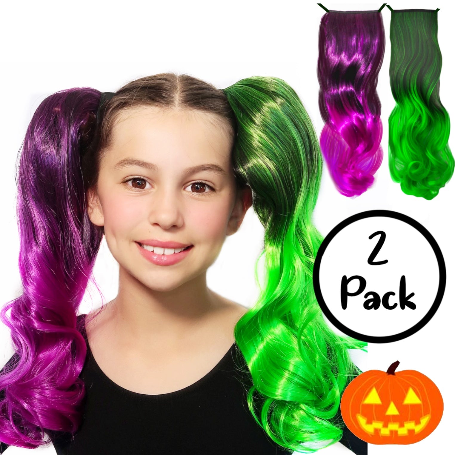 Zombie Purple/Green 2-Pack Bundle Ponytail Hair Extensions – Magic