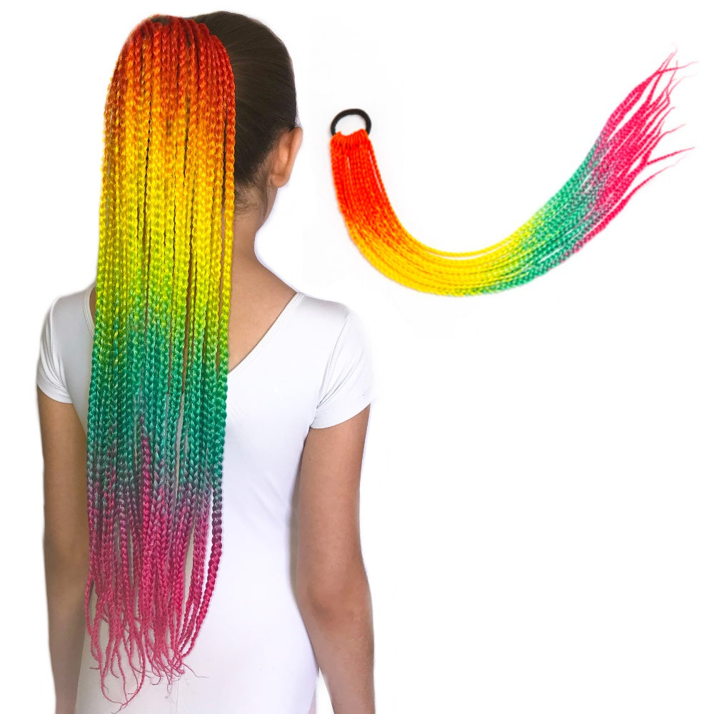 Rainbow Braided Ponytail Hair Extensions – Magic Manes Hair Extensions