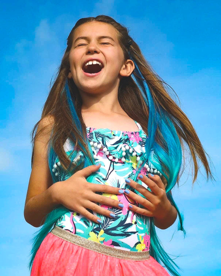 Neptune Teal Blue/Aqua Straight Ombre Halo Hair Extension