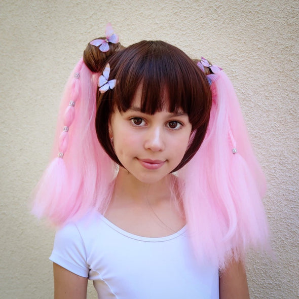 Cotton Candy Pink festival braided ponytails 