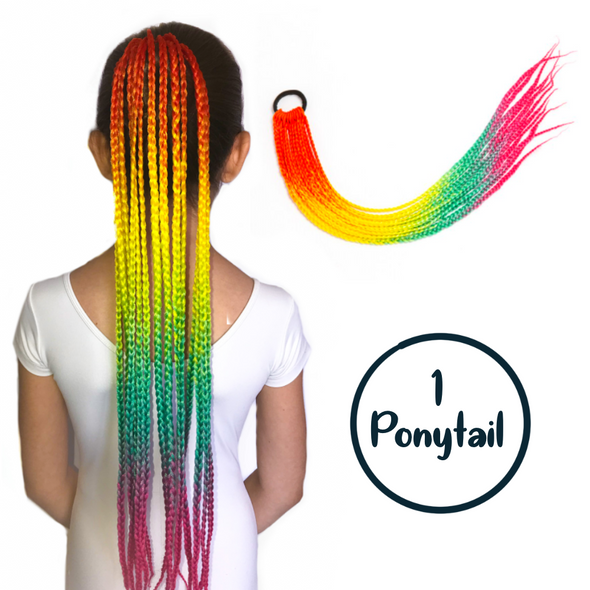 Rainbow Braided Ponytail Hair Extensions
