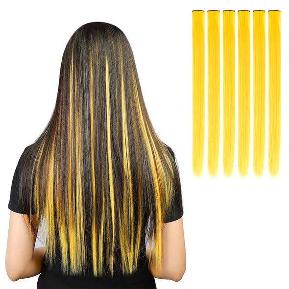 Lemon Yellow 6 Pack Clip-in Hair Extensions