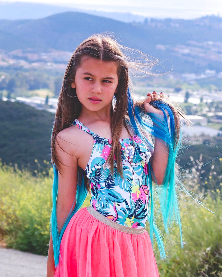 Neptune Teal Blue/Aqua Straight Ombre Halo Hair Extension