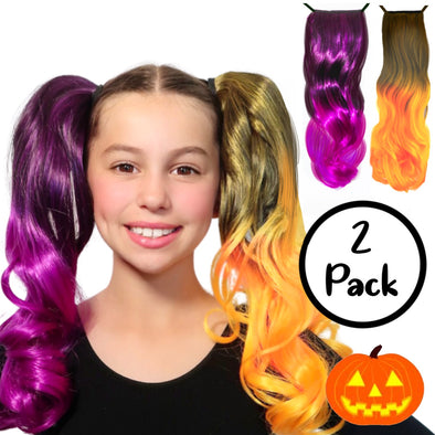 Skeletina Purple/Orange 2-Pack Bundle Ponytail Hair Extensions