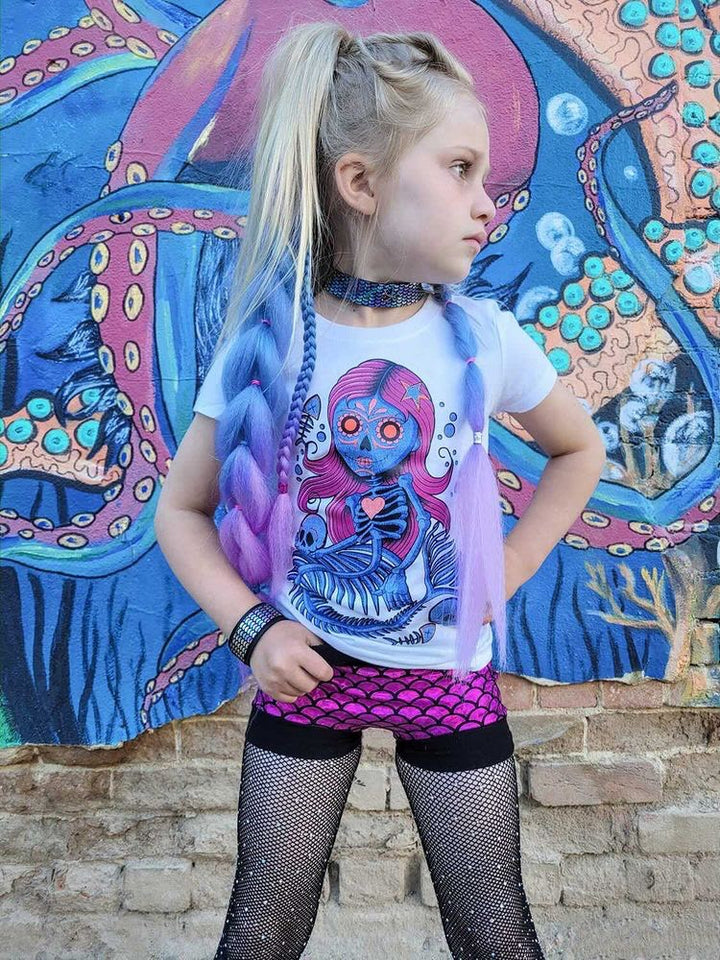 Mermaid hair with clip-in boho braids in shades of lilac, lavender and aqua.
