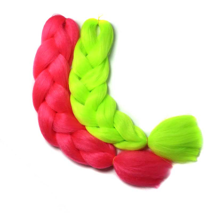 Neon Jumbo Braids 2-Pack Multi-purpose braiding hair in neon pink and neon yellow green