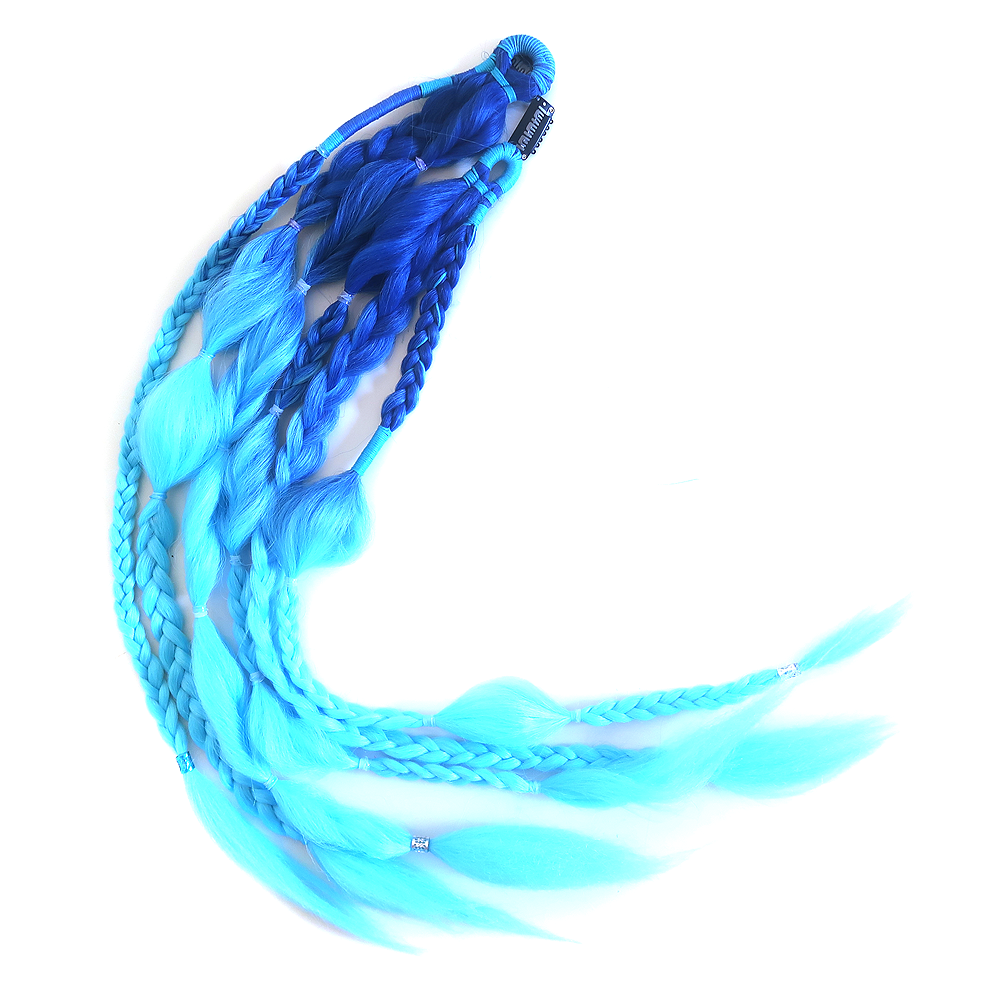 Neptune royal electric blue to light blue ombre boho clip-in braids