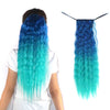Teal blue to sea green ombre wavy ponytail hair extensions for kids and teens