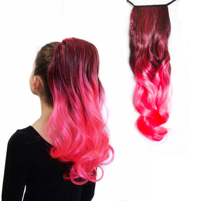 Neon Pink Ombre Ponytail Hair Extensions