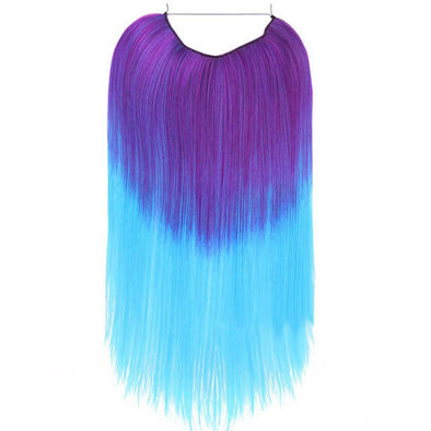 Product image of purple lavender aqua blue halo hair extensions in straight texture