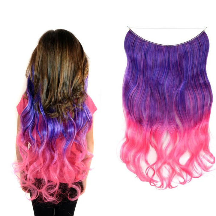 Tutti Fruity Purple/Pink Curly Ombre Halo Hair Extension