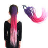 Purple , hot pink and pastel pink box braided style ponytail extension for kids and teens