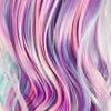 Detail of synthetic fashion hair extension for unicorn cosplay 